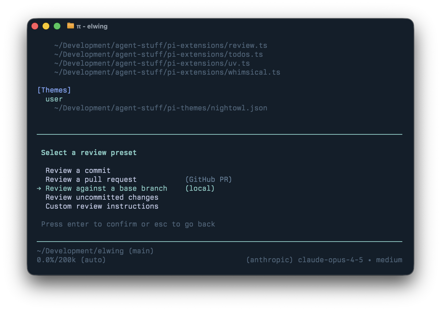 /review 扩展显示审查预设选项